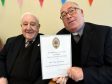 Birthday boy John Murdoch (L) and the Rev Alec Wark who presented him with a long service award