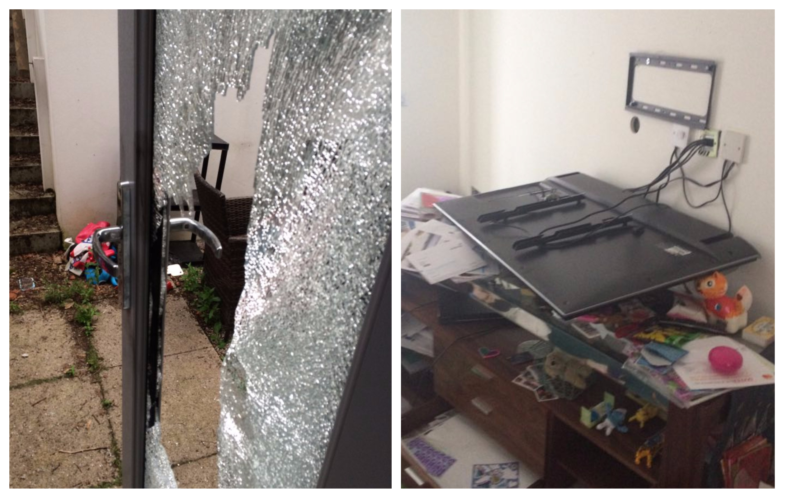 The thieves stole computers, tablets, and other electronics - but left the television after ripping it from the wall