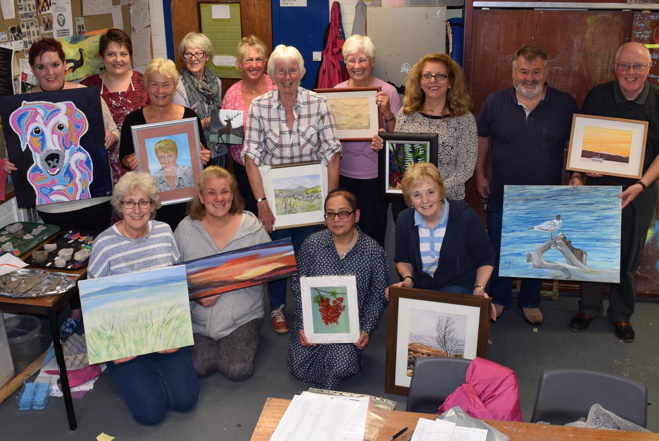 Members of the Garioch Art Group show some of their work ahead of this weekend's exhibition opening.