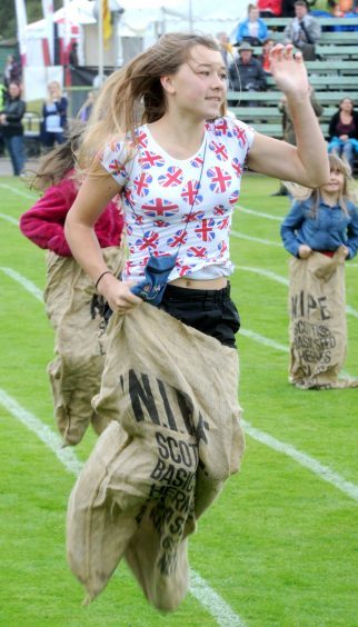 Bethany Bruce in the sack race in 2014