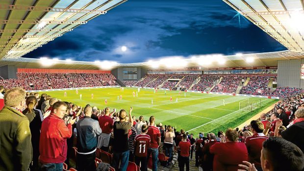 Interior of how Aberdeen FC's new stadium could look at Kingsford.