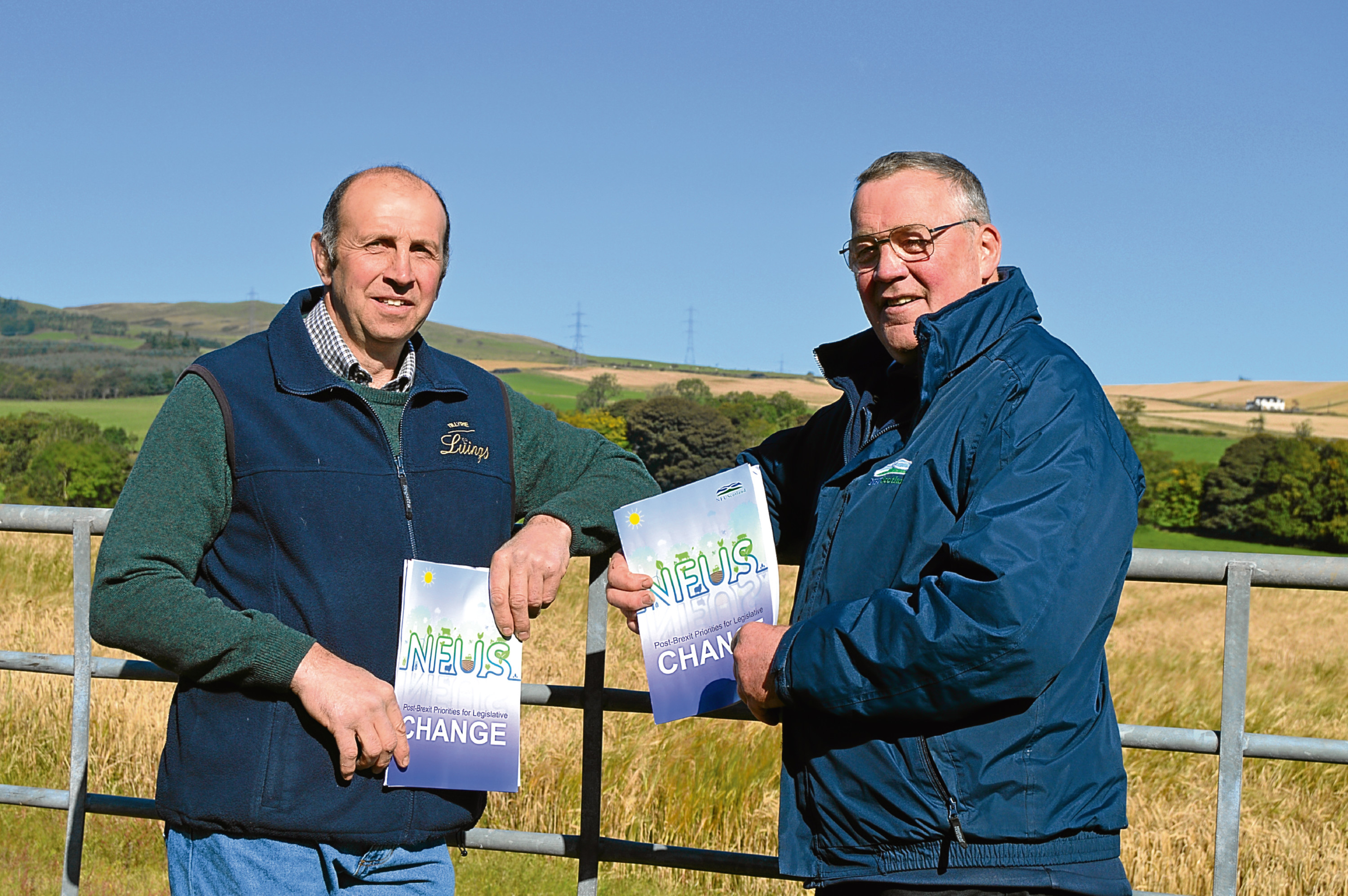 Kinross farmer Mark Thomson and NFU Scotland president Andrew McCornick