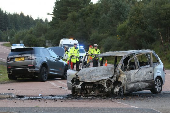26 August 2017: Scene of an RTC on the A9 at Ralia near Newtonmore.