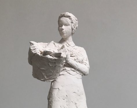 Photo of one of the two 16 high maquettes, in jesmonite, that David Williams-Ellis made as part of his final proposal.