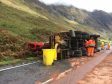 The overturned crane on the A82