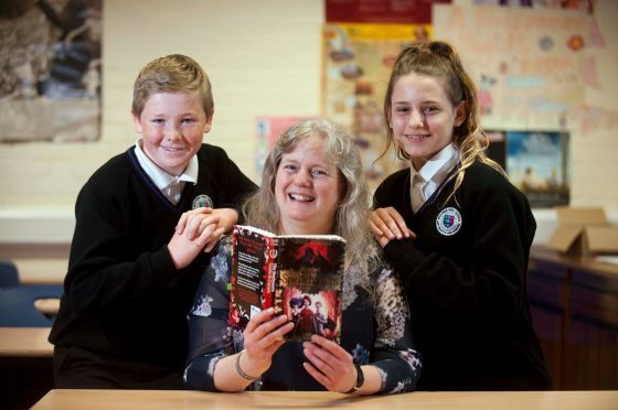 Author Lari Don ran workshops for Speyside High School pupils, including Mitchell McGillivray, pictured left, and Catherine Mellis, right.