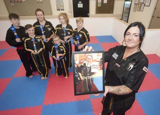 Lisa Clarkson, coach and club owner, front; middle from the left: Eilidh Regan 8 and Riley Mclean 8. At the back from the left Kyle Kelly 16, Bethany Clarkson 18, Faith Andrews 15 and Corey Wilkie 11.