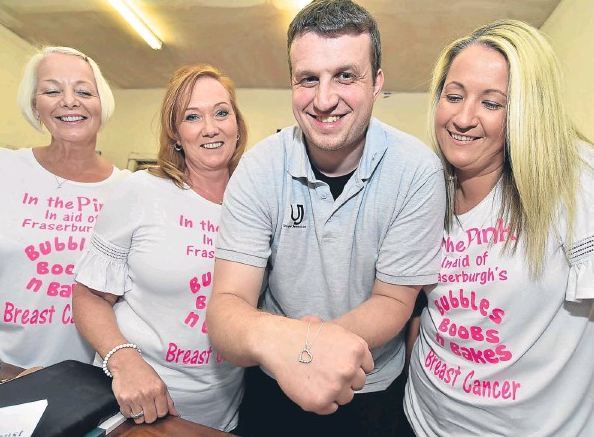 Broch jeweller Jay Sprigg with fundraisers, from left, Angela Ellis, Debbie Cooper and Jennifer Duthie.