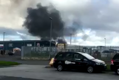 Smoke coming from the ESR UK premises in Insch Business Park.