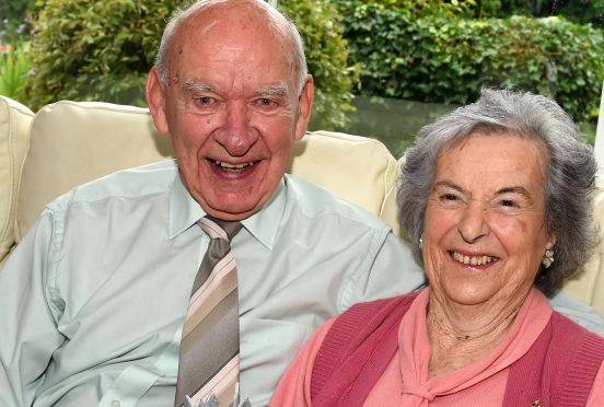 Celebrating their 60th wedding anniversary are Angus and Elizabeth Sword, Aberdeen. 
Picture by Jim Irvine