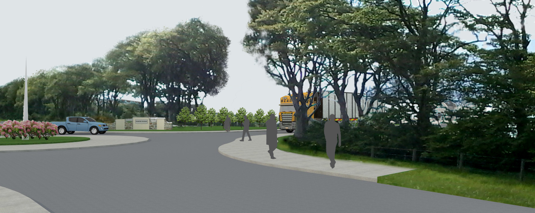 A design of what the entrance to the site would look like.