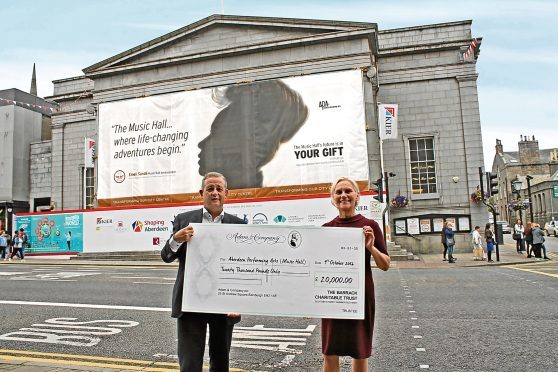 Founder and Chairman of The Barrack Charitable Trust James Barrack with Chief Executive of Aberdeen Performing Arts Jane Spiers