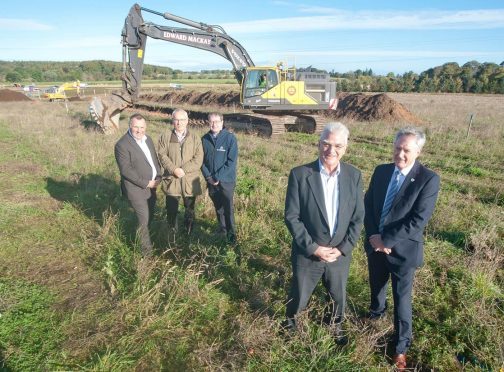 Construction has begun at Elgin Business Park. Pictured rear: Steven Hutcheon, HIE, Alan Esson, Elgin Business Park, David Oxley, HIE. Front: Sandy Adam, Elgin Business Park, John Cowe, Moray Council.