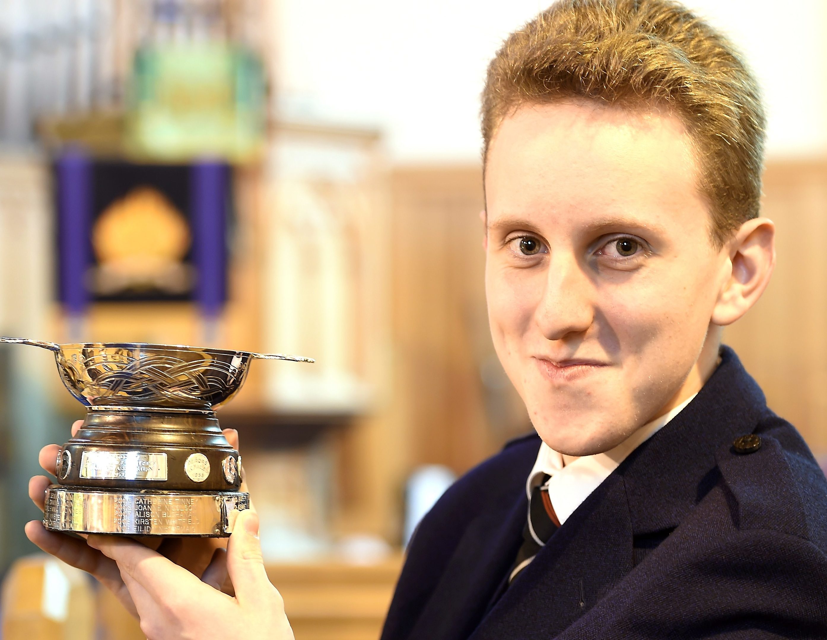 Ruairidh Gray of Sgoil Lionacleit, winner of the Skelmorlie and District Highland Association Quaich for Solo Singing. Picture and video by Sandy McCook.