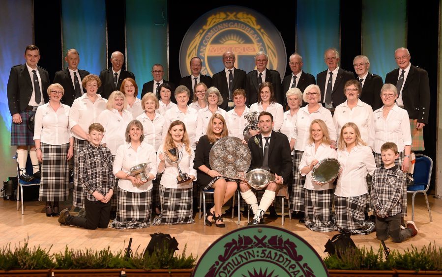 Dingwall Gaelic Choir with their conductress Kirsten Menzies win the Lovat and Tullibardine trophy at the Mod for Area Choirs choral singing.