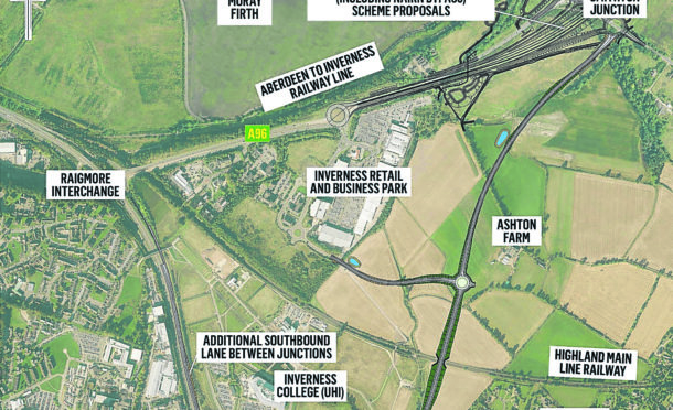 Map showing the A9/A96 link road plans