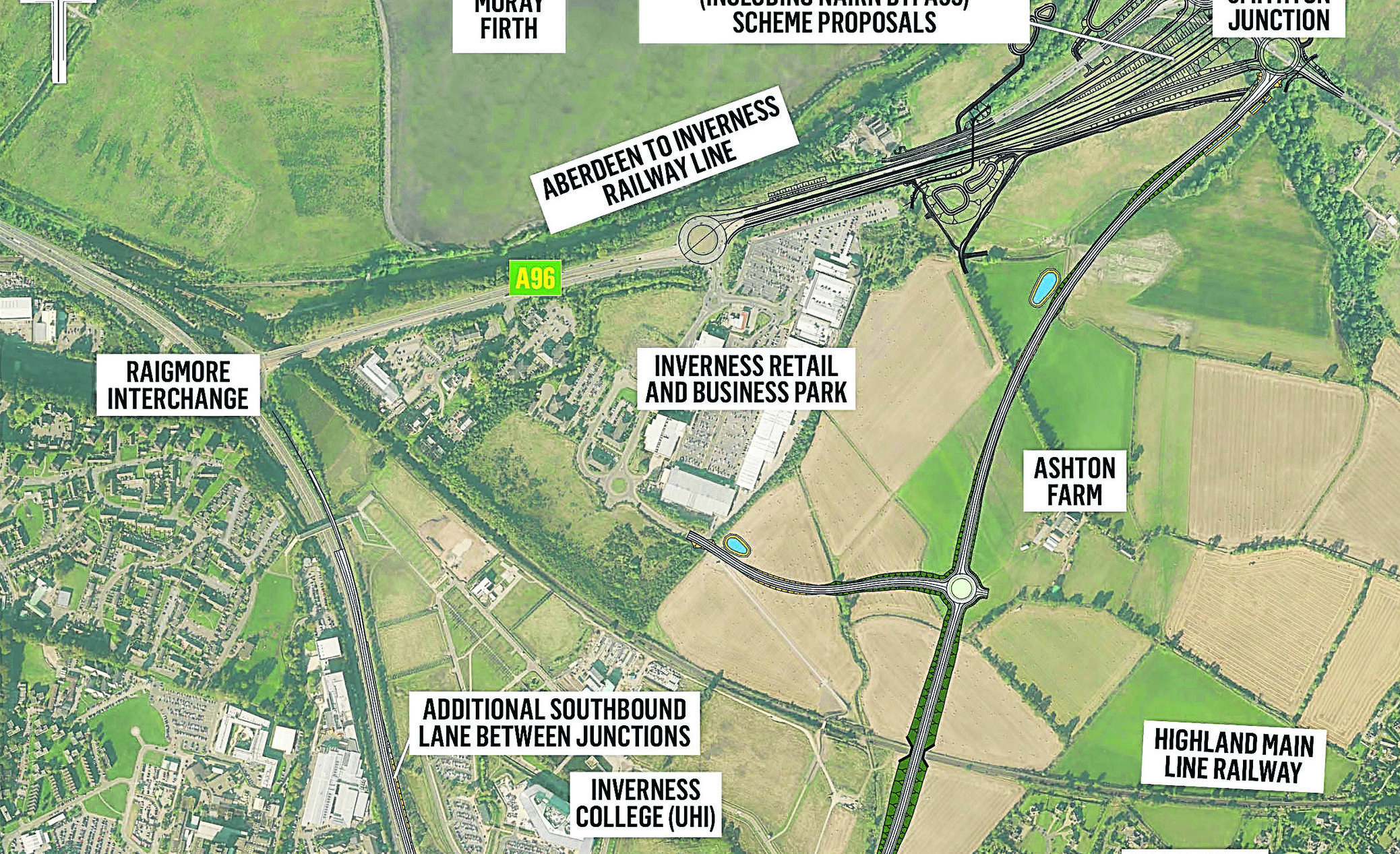 Map showing the A9/A96 link road plans