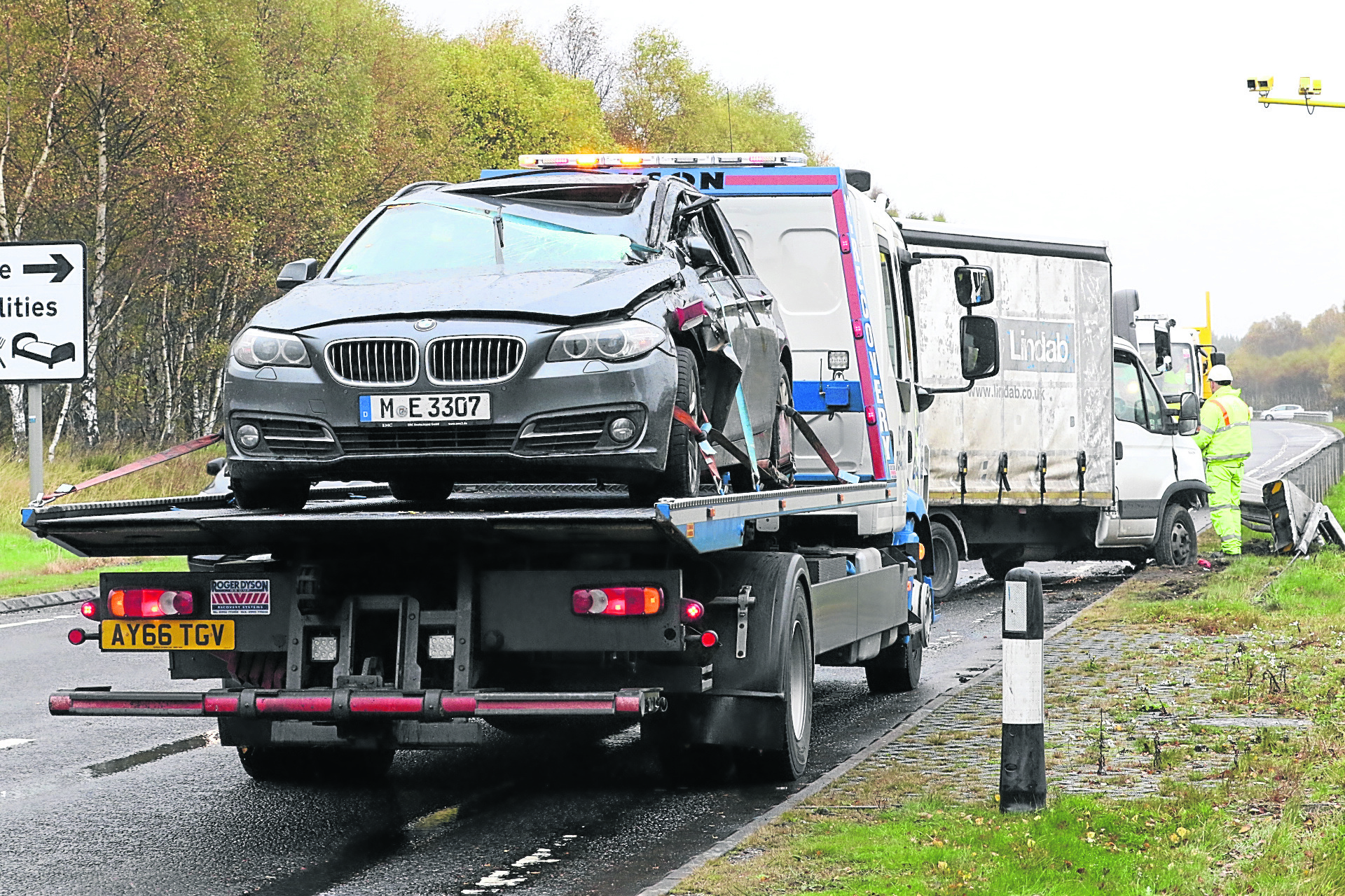 The scene of the collision on the A9