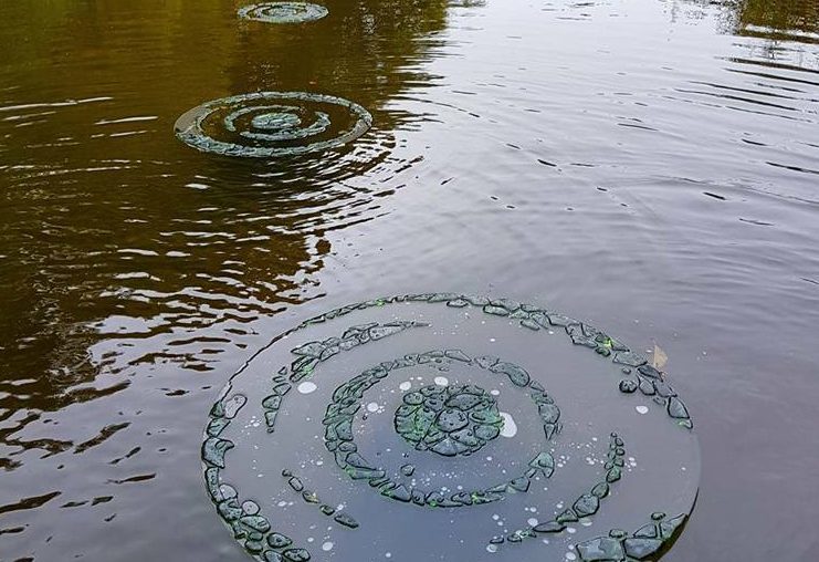 Shelagh Swanson's 'Ghost Ripples' has been created using Champagne bottles found on the estate.