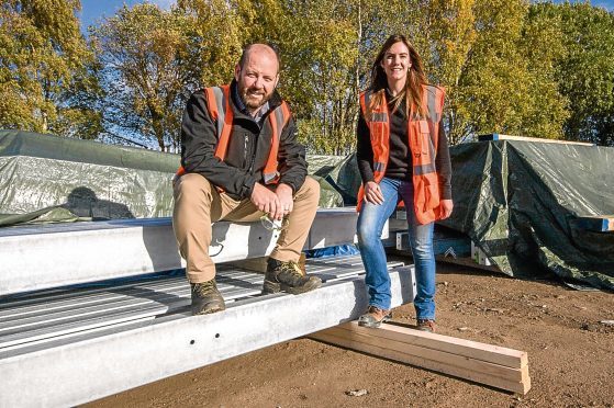 Ready for take-off  Project manager Andrew Morrison and HQSE Administrator Jazmin Kellas with the components for the British Antarctic Survey's Bird Island project which will travel 8000 miles to South Georgia. Picture: Marc Hindley, Chit CHat PR & Digital