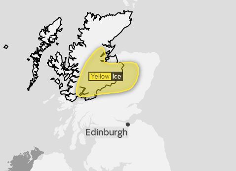 Met Office has issued a yellow warning for ice