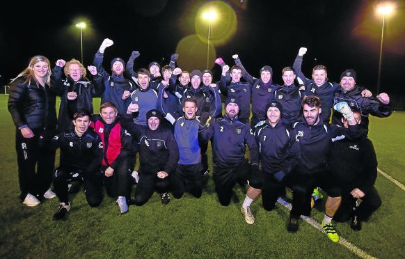 Broch players show their delight at cup draw