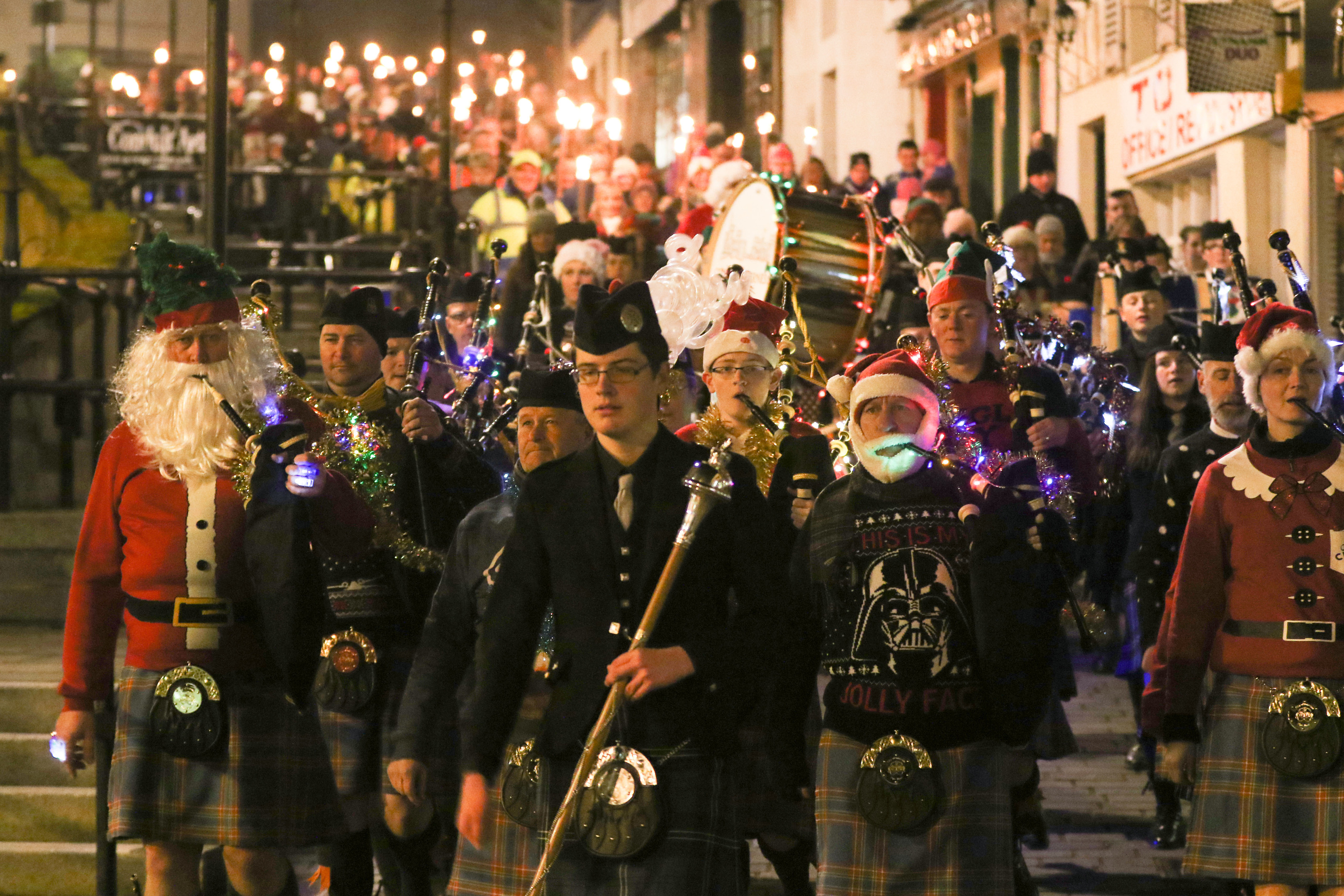 19 November 2017: Inverness Christmas Lights switch on. This pic: Parade down Stephen's Brae. Picture: Andrew Smith