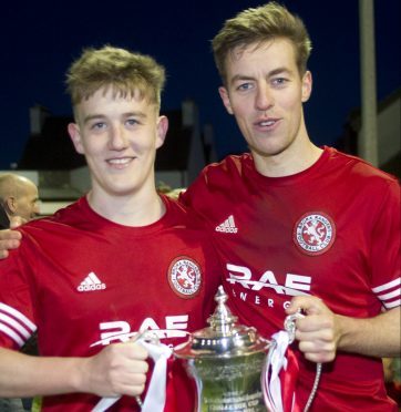 Brora goalscorers Kyle MacLeod (left) and Martin Maclean.