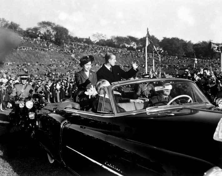 Princess Elizabeth and the Duke of Edinburgh at Riverdale Park, Toronto, during their tour of Canada. October 1951.