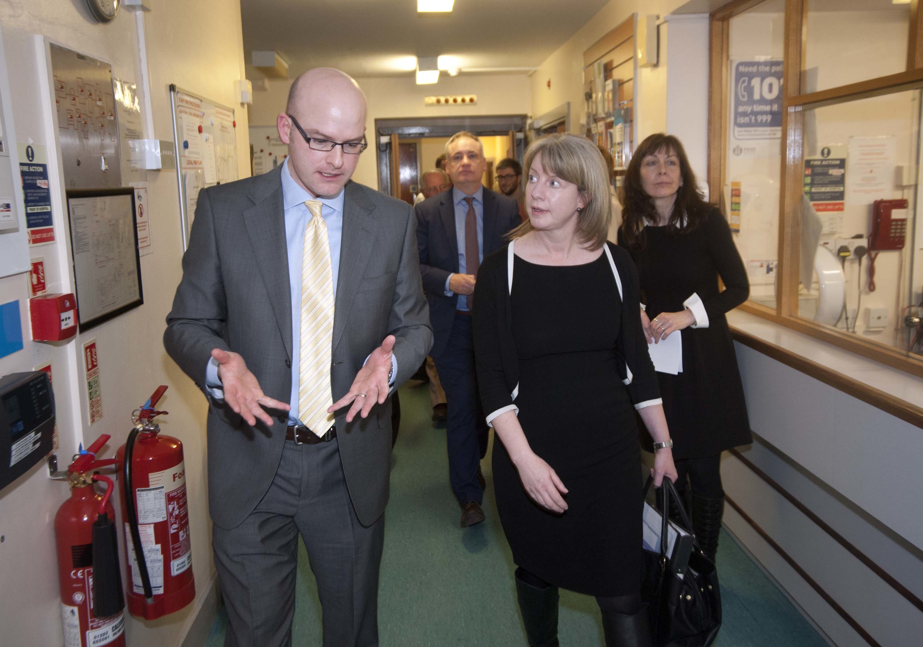 Health secretary Shona Robison visits Keith Health Centre and gets a guided tour by Dr Ben Johnson.