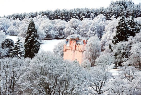A fairytale scene at Craigievar Castle in Aberdeenshire, following a sprinkling of snow overnight.