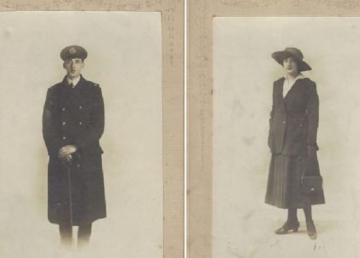 James and Gertrude on their wedding day in 1917 - he would be killed the same year when his ship was sunk by a U-Boat during WWI.