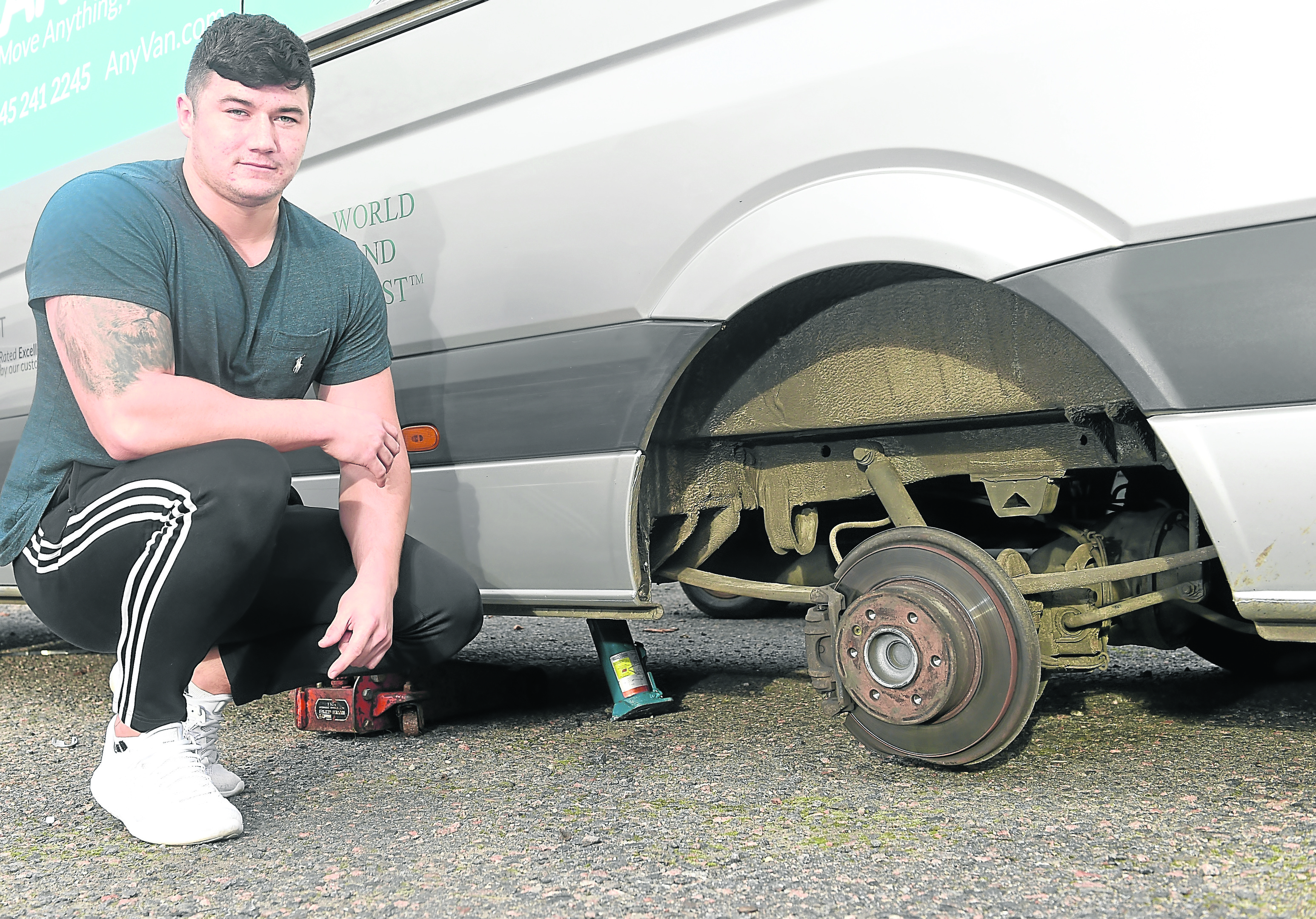 Neighbour Jordan Coia who helped remove the injured man from beneath the van. Picture by Sandy McCook.