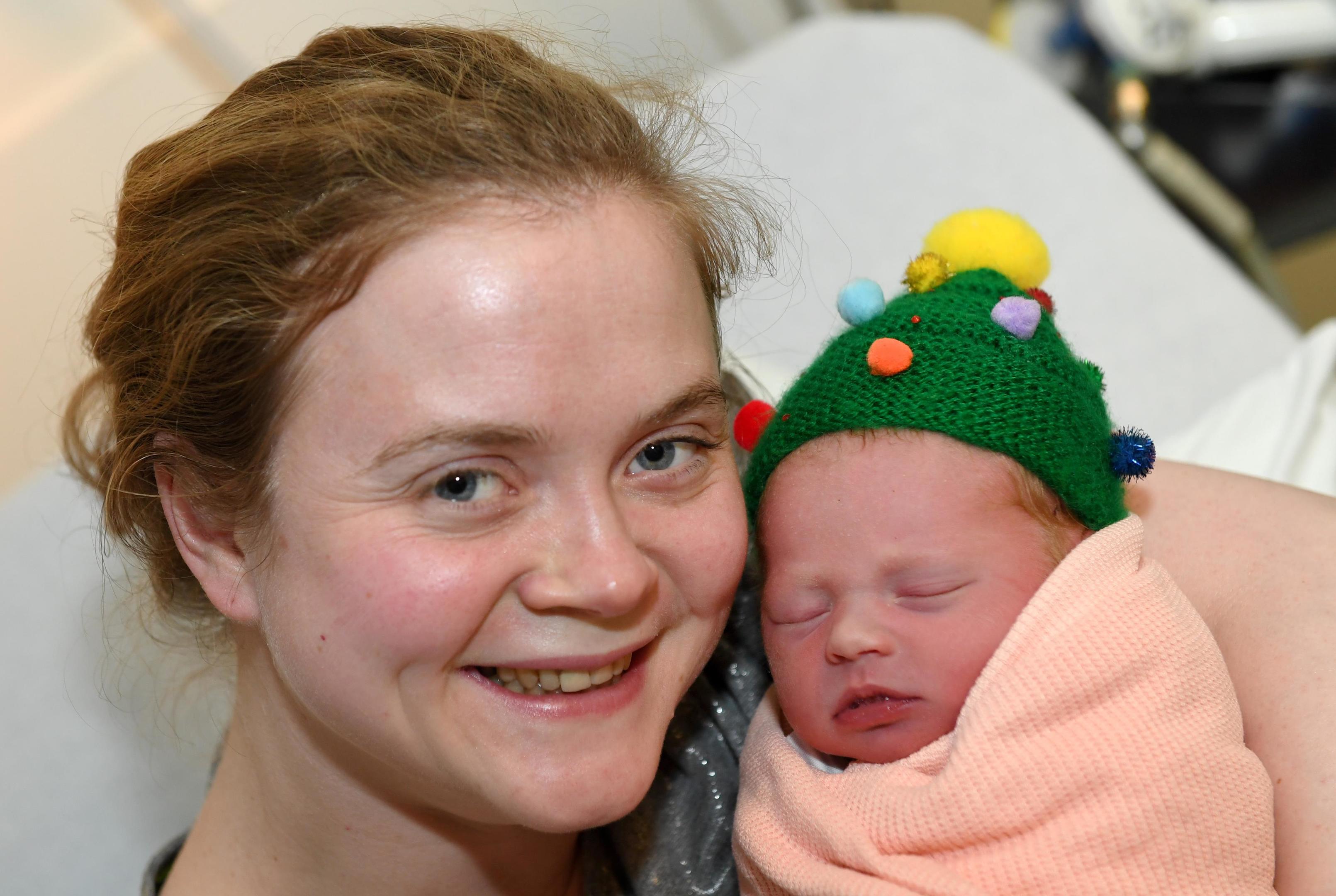 Nataleigh McGonagle, 30, from Pitmedden, with her as yet un-named son who was born on Christmas Morning.