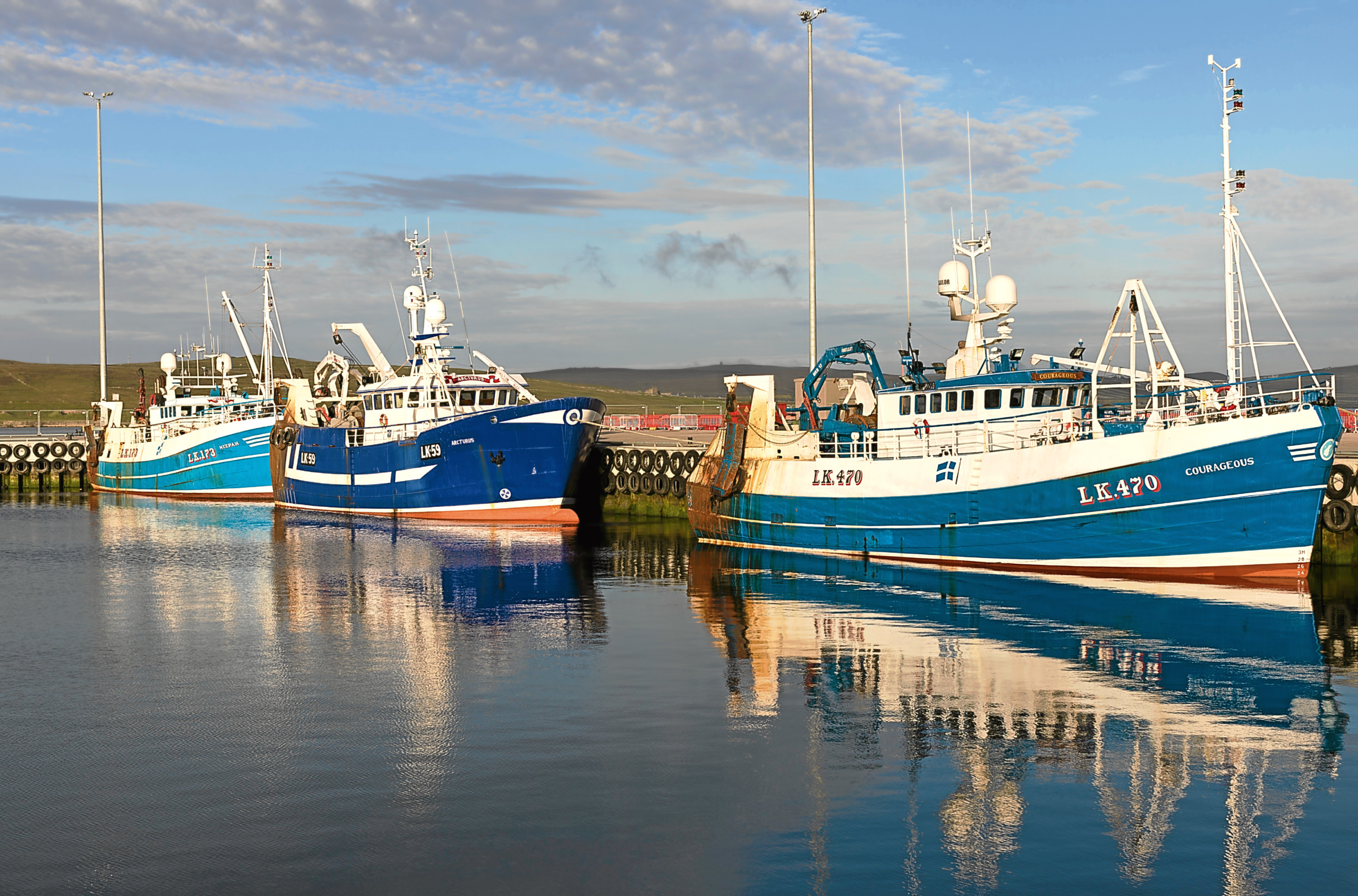 Fishing boats tied up at Lerwick harbour