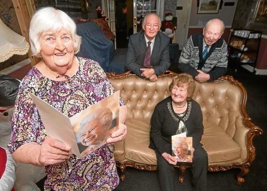 Sisters celebrate there diamond anniversary at Old Coach House Hotel Buckie.  In photo from the left  Betty  and Frankie Gauld with Jackie and Gladys Smith.