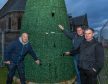 Holes have been clearly made to the structure of Buckie's Christmas tree. Pictured: Buckie Christmas Kracker chairman Andrew Murray ,Adam Murray, Alan Cruickshank.