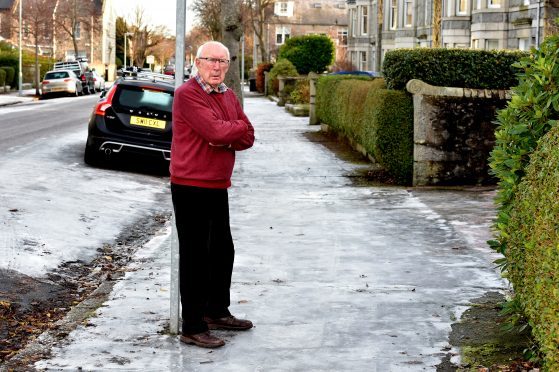 George Lawrence at his home in Hamilton Place has decided to withhold his council tax for January in protest of the conditions of the roads.
Picture by Colin Rennie.