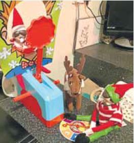 Aled Smiths elves Buddy and Rudie playing Splat. Sent in by mum Jennifer of Fraserburgh