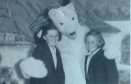Childhood friends Wilma and Cora pictured with a bear, in 1951