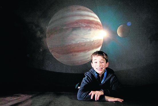 Thomas Bogie learned about the night sky at the Tomintoul and Glenlivet Landscape Partnership planetarium event.
