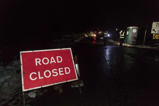 A90 blocked after two car collision