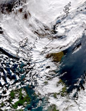Satellite image of Storm Georgina over Scotland
Picture: NEODAAS/University of Dundee