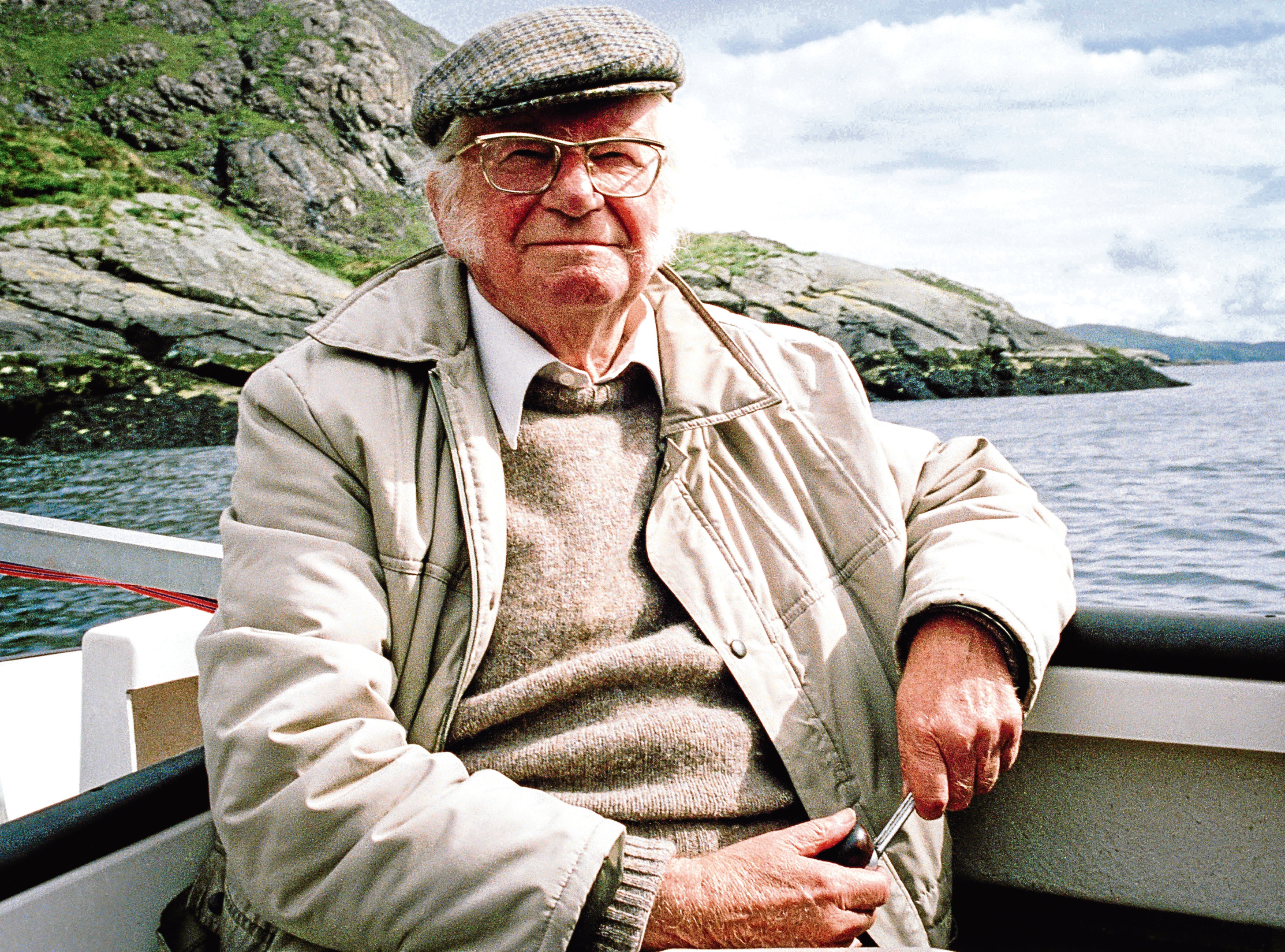 The writer Alfred Wainwright on a visit to Skye