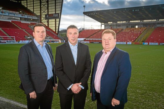 (L-R) David Trotter, Divisional Director, Scotland and NI for Sodexo Sports & Leisure, with Euan Stewart and Derek Coulter