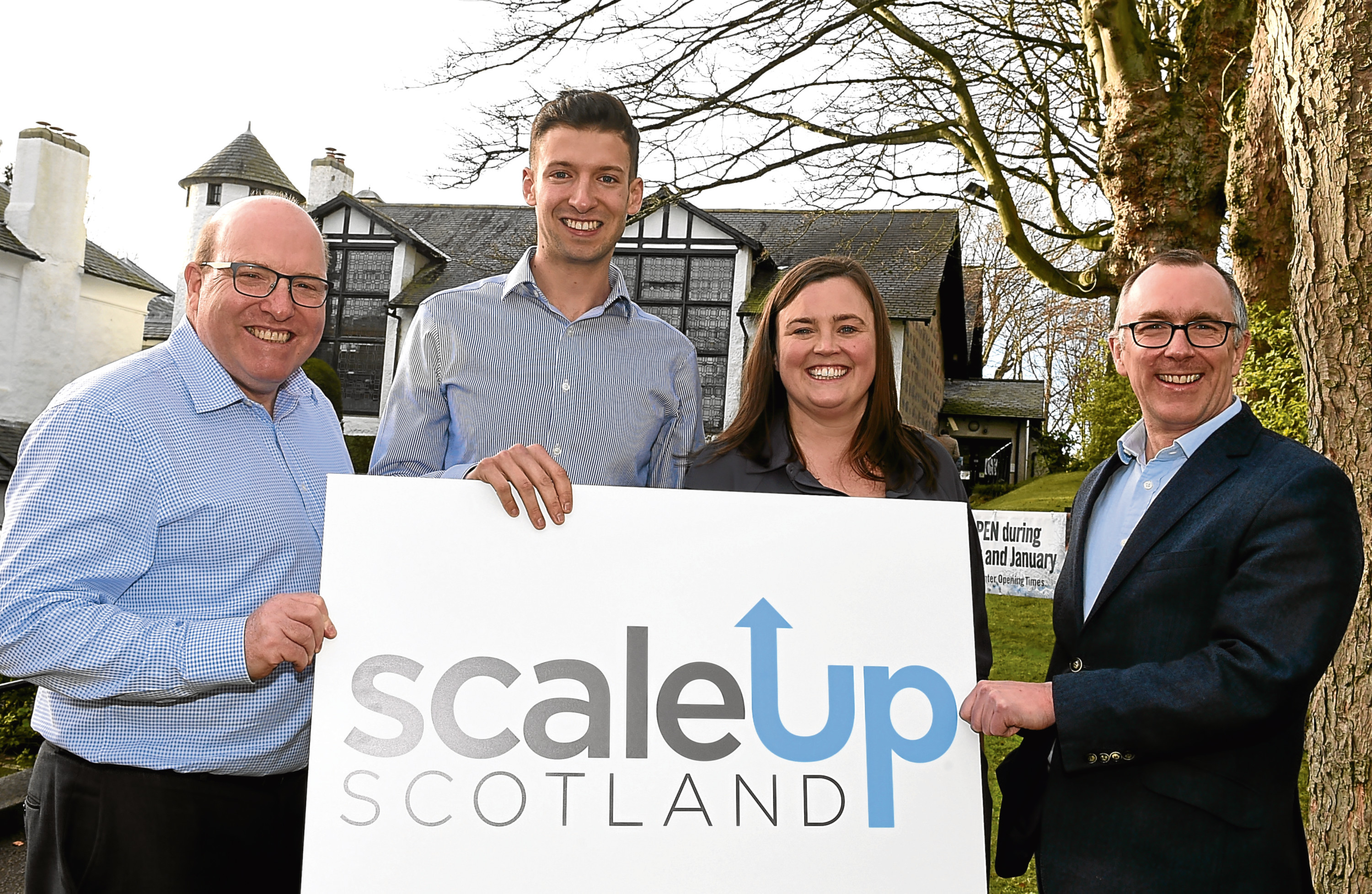Entrepreneurial Scotland launching it's new Scale Up Scotland programme. In the picture at Gordon Highlanders museum are from left: Bob Keiller, James McIllroy, Marie Clare Tully and Sandy Kennedy. 
Picture by Jim Irvine  18-1-18