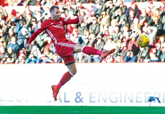 Niall McGinn hit the woodwork at the end of the first half for Aberdeen.