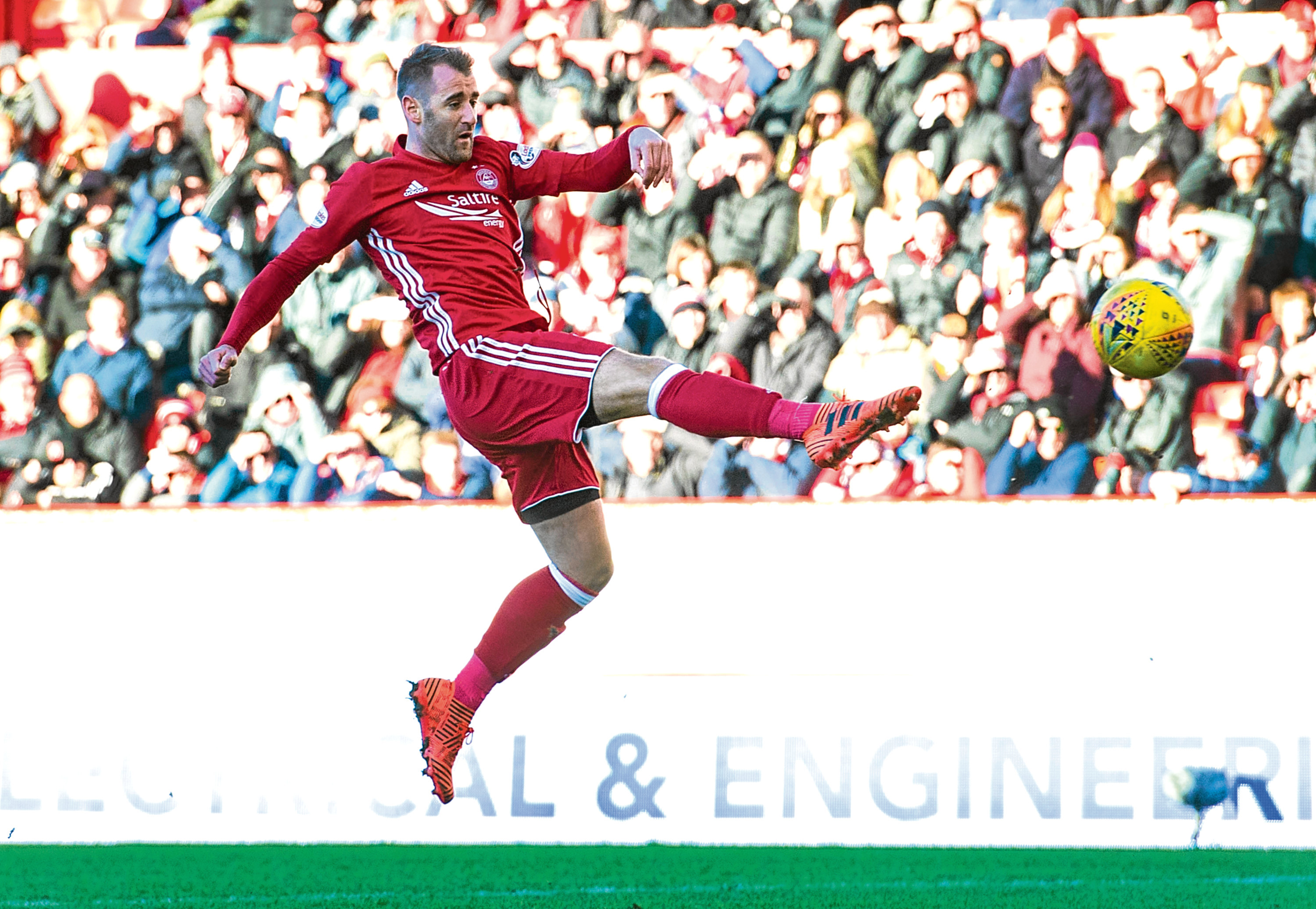 Niall McGinn hit the woodwork at the end of the first half for Aberdeen.