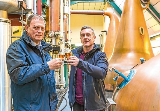 L-R Trevor Buckley of Chivas Regal and Steve McGill of Fulcrum having a dram