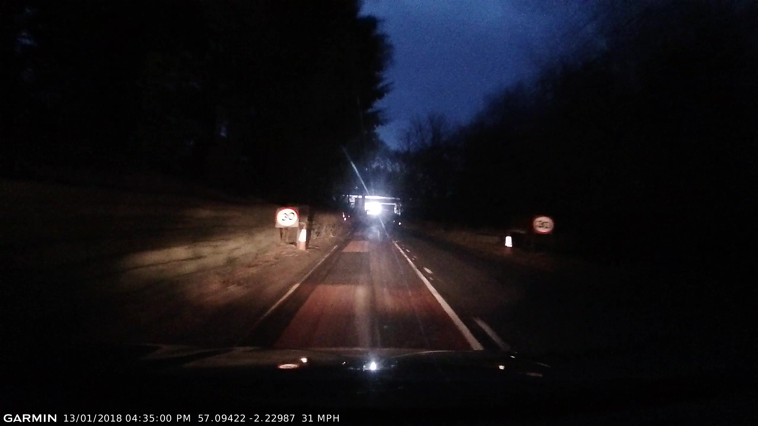 Motorists reported a bright light shining into on-coming traffic from an AWPR work site by the B9077.